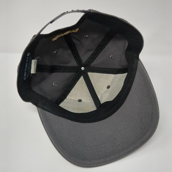Carhartt Snapback Hat Gray One Size Adjustable Embroidered Patch Logo 6 Panel - Picture 6 of 8
